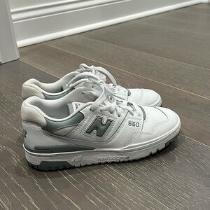 New Balance Kids White and Gray 550 Sneakers